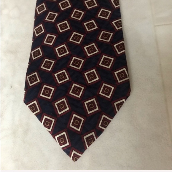 CHRISTIAN DIOR Tie Navy w/Burgundy & Cream… - Picture 7 of 10